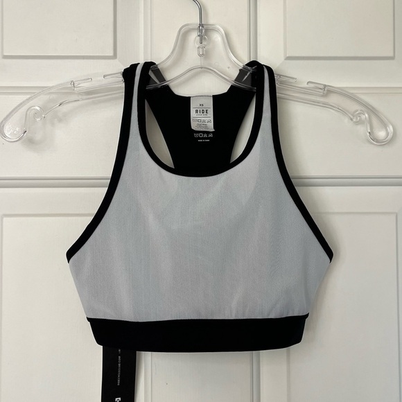 NWT Ride Cycle Club 1-2 Racerback Sports Bra 6 / Small / White Black - Picture 3 of 13